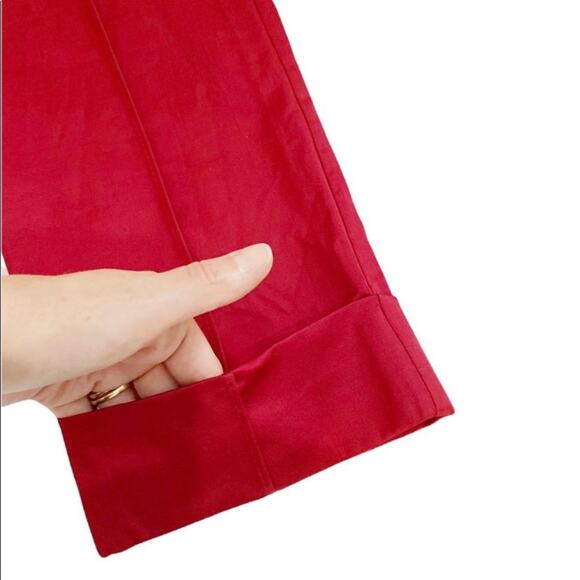 Bebe Sleek Red Silk Blend Cropped Cuffed Pants, Size 4 - Picture 4 of 12